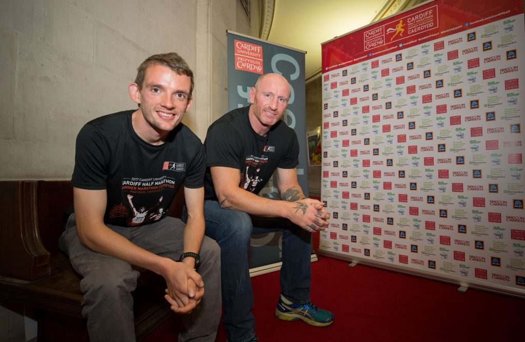 runners, at the press conference ahead of this Sunday's 2017 Cardiff University Cardiff Half Marathon